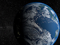 太阳系 - 地球 3D 屏保截图。点击放大。